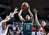 Wonju DB Promy point guard Ethan Alvano shoots during a KBL game against the Seoul SK Knights at Wonju Gymnasium in Wonju, Gangwon, on March 16. [YONHAP]