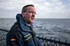 German Minister of Defense Boris Pistorius stands on board the frigate Hessen during his first visit to the German Navy in Eckernforde Bay on Feb. 21, 2023. [EMBASSY OF GERMANY]