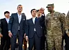 U.S. Defense Secretary Pete Hegseth, second from left, and Korean Defense Minister Ahn Gyu-back, center, visit the Observation Post Ouellette near the border village of Panmunjom on Nov. 3. [MINISTRY OF NATIONAL DEFENSE]
