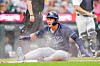 Kim Ha-seong of the Tampa Bay Rays looks on and smiles after sliding and scoring a run against the Detroit Tigers during the top of the sixth inning at Comerica Park in Detroit, Micigan on July 9.[AFP/YONHAP]
