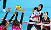 Daejeon Jung Kwan Jang Red Sparks outside hitter Megawati Hangestri Pertiwi attacks during a V League game against the Heungkuk Life Insurance Pink Spiders at Incheon Samsan World Gymnasium in Incheon on Nov. 12. [YONHAP]