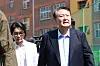 Former President Yoon Suk Yeol and his wife Kim Keon Hee leave the polling station at Wonmyong Elementary School in Seocho District, southern Seoul, on Tuesday morning after casting their ballots in the 21st presidential election. [YONHAP]