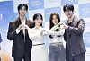 Cast members for the drama series ″Cinderella at 2 a.m.″ hold a press conference at Conrad Hotel in Yeouido, western Seoul, on Aug. 22, 2024. Many drama series and films in Korea feature conglomerate scions, as does ″Cinderella at 2 a.m.,″ which is about a young woman who decides to break up with a seemingly-perfect conglomerate heir. [NEWS1]