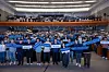Hyundai Motor CEO José Muñoz, seventh from left in the front row, takes a photo with employees during a town hall meeting at the company’s research and development (R&D) center in Namyang, Gyeonggi, on Feb. 21. [HYUNDAI MOTOR]