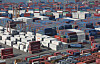 Containers stacked up at a dock in a port in Busan on March 8. [NEWS1]