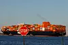 A cargo ship sits outside of the Port of Elizabeth marine terminal seen from Bayonne, New Jersey, on April 9. [REUTERS/YONHAP]