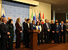 Korean Ambassador to the UN Cha Ji-hoon reads out a joint statement from Korea and 43 other countries calling for international efforts to address technology-facilitated human trafficking at UN headquarters in New York on Nov. 24 in this photo released by the Korean mission to the UN. [PERMANENT MISSION OF THE REPUBLIC OF KOREA TO THE UNITED NATIONS]