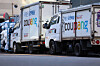 Coupang trucks are seen at a logistics center in downtown Seoul on Dec. 30, 2025. [NEWS1]