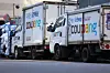 Coupang trucks are seen at a logistics center in downtown Seoul on Dec. 30, 2025. [NEWS1]
