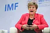 International Monetary Fund (IMF) Managing Director Kristalina Georgieva speaks ahead of the IMF/World Bank Spring Meetings at the IMF headquarters in Washington on April 17. [YONHAP/REUTERS]