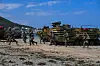A combined amphibious landing exercise between Korean and U.S. Marines takes place at a coastal area in Pohang, North Gyeongsang, on Monday, in a photo provided by the Korean Marine Corps. The drills took place as a key phase of the allies' annual Ssangyong exercise that kicked off on Aug. 26 for a 13-day run. U.S. F-35B stealth fighters and AH-1Z attack helicopters fired upon simulated enemy targets to secure the areas for landing during the exercise. [YONHAP]