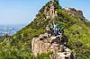 Hikers from around the world pose take a group photo at Mount Gwanak on April 26. [JOONGANG ILBO]