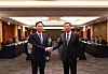 Kang Young-shin, director-general of Northeast and Central Asian Affairs Bureau at the Ministry of Foreign Affairs, left, and Hong Liang, director-general of the Department of Boundary and Ocean Affairs at China's Ministry of Foreign Affairs, pose for a photo at the third Korea-China maritime dialogue held in Seoul on April 23. [MINISTRY OF FOREIGN AFFAIRS]