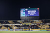 The bigscreen displays a message that a goal has been disallowed for offside following a VAR review during a K League 2 match between the Jeonnam Dragons and Gyeongnam FC at Gwangyang Football Stadium in Gwangyang, South Jeolla, on July 12. [K LEAGUE]
