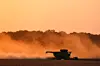 Soybeans are harvested on the Warpup Farm in Warren, Indiana, on Sept. 17. [AP/YONHAP]
