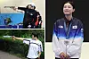 Clockwise from top left: Kim Ye-ji shoots during the final of the women's 10-meter air pistol competition at the Paris Olympics on Sunday. Kim poses with her silver medal at the Olympics. Kim poses with an air pistol while a student at Chungbuk Physical Education High School in 2010. [JOINT PRESS CORPS; KOREA SHOOTING FEDERATION]
