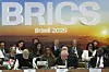 Indian Prime Minister Narendra Modi, left, Brazilian President Luiz Inacio Lula da Silva, center, and South African President Cyril Ramaphosa attend the BRICS summit in Rio de Janeiro, Brazil, on July 6. [EPA/YONHAP]