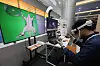 A visitor experiences a metaverse-based training platform at the 2024 Cyber Summit Korea held in Coex, southern Seoul, on Sept. 11. [YONHAP]