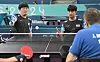 Korean table tennis players Cha Soo-young, left, and Park Jin-cheol compete against Slovakia in the men's doubles semifinals at the 2024 Paris Paralympic Games in Paris on Friday. [NEWS1]