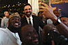 Democratic mayoral candidate Zohran Mamdani takes selfies with supporters after speaking at his primary election party on June 25 in New York. [AP/YONHAP]