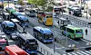 Buses run near Seoul Station in central Seoul on April 28. [YONHAP]