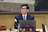 Bank of Korea (BOK) Gov. Rhee Chang-yong speaks at a Monetary Policy Committee meeting at the central bank in Jung District, central Seoul, on April 17. [JOINT PRESS CORPS]
