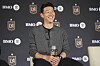 Son Heung-min is introduced as a new member of Los Angeles FC during a press conference in Los Angeles on Aug. 6.  [AP/YONHAP]