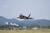 A U.S. Air Force F-22 Raptor fighter is seen taking off from Osan Air Base in Gyeonggi in a photo provided by the South Korean Air Force on Wednesday. [AIR FORCE]