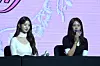 Members Jang Won-young, left, and An Yu-jin of girl group IVE at a press conference held on Feb. 3 at the Conrad Seoul hotel in western Seoul [KIM MYEONG-JI]