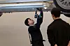 Hyundai Motor Group Robotics Lab's passive exoskeleton X-ble Shoulder in use at a demo session on Wednesday at the Hyundai Motorstudio Goyang in Gyeonggi [CHO YONG-JUN]