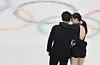 Hannah Lim, right, and Quan Ye of Korea are seen together after their rhythm dance program during the ice dance competition at the Winter Olympics at Milano Ice Skating Arena in Milan on Feb. 9, 2026. [YONHAP]