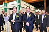 Lee Hwan-joo, president of KB Kookmin Bank (right), and Lee Dal-gon, chairman of the Shared Growth Committee, tour a booth at the “2025 First KB Good Job Fair for Outstanding Companies” held at Coex in Gangnam District, Seoul, on May 26. [JOINT PRESS CORPS]