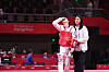Korea's Lee Da-bin loses the final round of the women's taekwondo +67 kilograms division to China's Zhou Zeqi, taking silver on Thursday at the 19th Asian Games. [NEWS1]