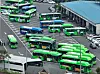 Seoul city buses are parked at a lot in downtown Seoul on May 28. [YONHAP]