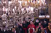 Pope Leo XIV and Ecumenical Patriarch Bartholomew I, right, participate into the Doxology in the Patriarchal Church of Saint George in Istanbul, Turkey, on Nov. 29. [AP/YONHAP]
