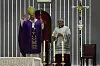 Pope Leo XIV gestures as he celebrates a Mass at the Volkswagen Arena, in Istanbul, Turkey on Nov. 29. [AP/YONHAP]