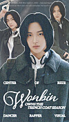 The winning piece of fan art celebrating Wonbin's selection as the K-pop artist ″that fans want to see wearing a trench coat forever.″ [PICNIC]