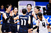 The Korean women's volleyball team celebrates during a Volleyball Nations League match against Poland in Chiba, Japan on July 9. [VNL]