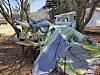 Tents are seen ripped and torn near Mari Mountain Elementary School in Ganghwa, Incheon [JOONGANG ILBO]