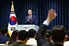 Woo Sang-ho, presidential political affairs secretary, speaks during a press conference at the presidential office in Yongsan District, central Seoul on July 20. [JOINT PRESS CORPS]
