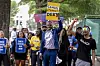 People demonstrate in Lafayette Park across from the White House in Washington on June 30, after a sharply divided Supreme Court has ruled that the Joe Biden administration overstepped its authority in trying to cancel or reduce student loan debts for millions of Americans. [AP/YONHAP]