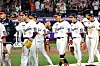 The Hanwha Eagles celebrate after winning a KBO game against the NC Dinos at Daejeon Hanwha Life Ballpark in Daejeon on April 18. [NEWS1]