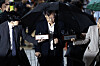 Democratic Party leader Lee Jae-myung arrives at Seoul Central District Court in Seocho District, southern Seoul, on Tuesday to attend his arrest warrant hearing. [YONHAP]