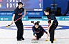 The Korean women's curling team during the curling round robin match between Korea and Japan at the Asian Winter Games on Feb. 9 in Harbin, China. [NEWS1]