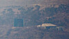 North Korea's loudspeakers to South Korea are seen from Paju, Gyeonggi, on Feb. 16. [YONHAP]