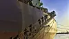 A joint search team boards a foreign cargo ship suspected of having hidden drugs at Okgye Port in Gangneung, Gangwon on April 3. [KOREA CUSTOMS SERVICE]