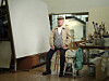 Chung Sang-hwa works in his studio in Yeoju, Gyeonggi, in 2023. [GALLERY HYUNDAI]