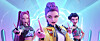 This image released by Netflix shows characters, from left, Mira, Rumi, Zoey in a scene from ″KPop Demon Hunters.″ [AP/YONHAP]