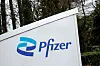 The Pfizer logo is seen outside the pharmaceutical company’s manufacturing plant in Newbridge, Ireland on Feb. 10. [REUTERS/YONHAP]