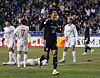 Ulsan HD's Seol Young-woo, center, cheers after scoring his team's third goal in the first leg of the 2023-2024 AFC Champions League round of 16 match against Japan's Banpo Re Gofu at Munsu Football Stadium in Ulsan on Feb. 15. [YONHAP]